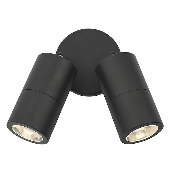 Dar Ortega Black 2 Light Adjustable Wall Light IP65 –  from Amos Lighting + Home