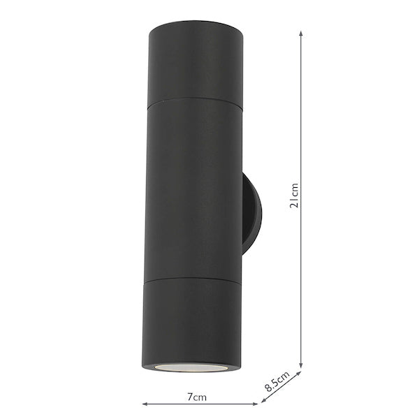 Dar Ortega Black up/down Outdoor Wall Light IP65 –  from Amos Lighting + Home