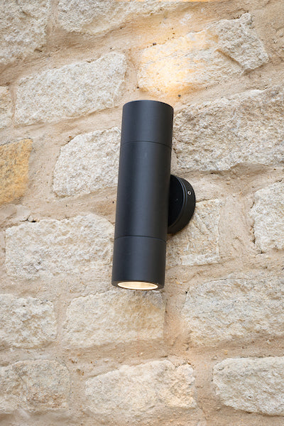 Dar Ortega Black up/down Outdoor Wall Light IP65 –  from Amos Lighting + Home