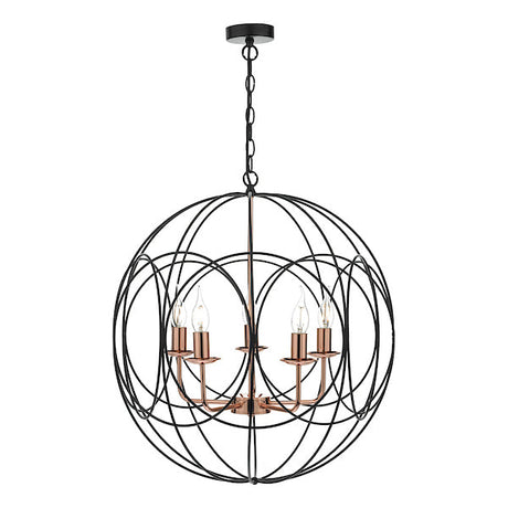 Dar Phoenix 5 Light Pendant Black & Copper –  from Amos Lighting + Home