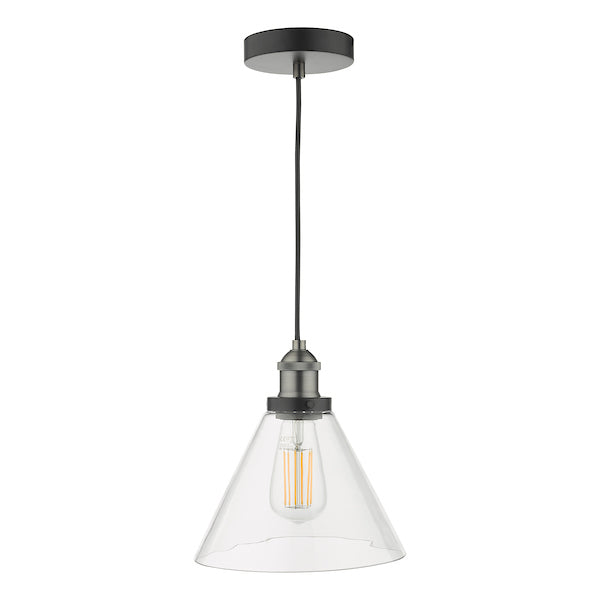 Dar Ray 1 Light Single Pendant Antique Nickel Clear Glass –  from Amos Lighting + Home