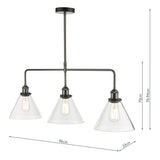 Dar Ray 3 Light Bar Pendant Antique Nickel Clear Glass –  from Amos Lighting + Home