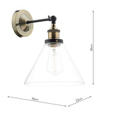 Dar Ray Wall Light Antique Brass and Clear Glass –  from Amos Lighting + Home