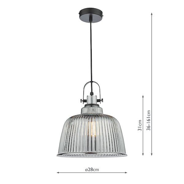 Dar Rhode Single Large Pendant Polished Chrome Smoked Glass –  from Amos Lighting + Home