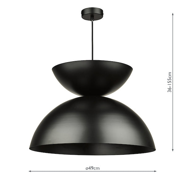 Dar Riya Japandi Style Pendant Satin Black – Amos Lighting + Home