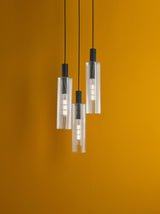 Dar Ruben 3 Light Cluster Pendant Satin Black and Ribbed Glass –  from Amos Lighting + Home