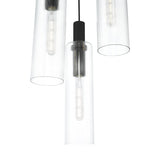 Dar Ruben 3 Light Cluster Pendant Satin Black and Ribbed Glass –  from Amos Lighting + Home