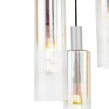 Dar Ruben 3 Light Cluster Pendant Satin Silver and Ribbed Iridised Glass –  from Amos Lighting + Home