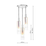 Dar Ruben 3 Light Cluster Pendant Satin Silver and Ribbed Iridised Glass –  from Amos Lighting + Home