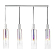 Dar Ruben 4 Light Bar Pendant Satin Silver and Ribbed Iridised Glass from Amos Lighting + Home