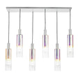 Dar Ruben 6 Light Bar Pendant Satin Silver and Ribbed Iridised Glass –  from Amos Lighting + Home