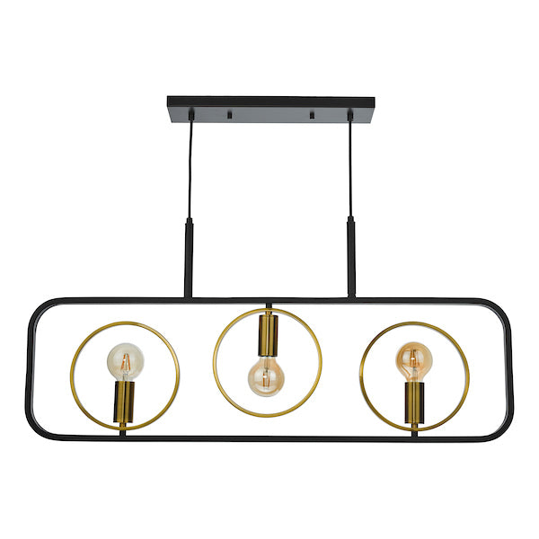 Dar Ryota 3 Light Bar Pendant Satin Black Antique Gold –  from Amos Lighting + Home