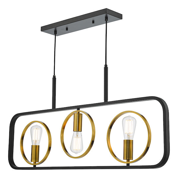 Dar Ryota 3 Light Bar Pendant Satin Black Antique Gold –  from Amos Lighting + Home