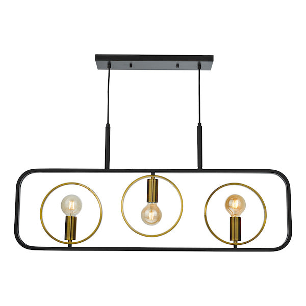 Dar Ryota 3 Light Bar Pendant Satin Black Antique Gold –  from Amos Lighting + Home