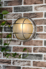 Dar Salcombe Outdoor Wall Light Round Stainless Steel IP44 –  from Amos Lighting + Home