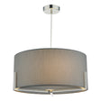 Dar Santino Pendant Satin Chrome With Grey Cotton Shade –  from Amos Lighting + Home