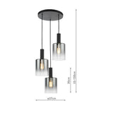 Dar Savannah 3 Light Cluster Pendant Matt Black and Smoked Glass –  from Amos Lighting + Home