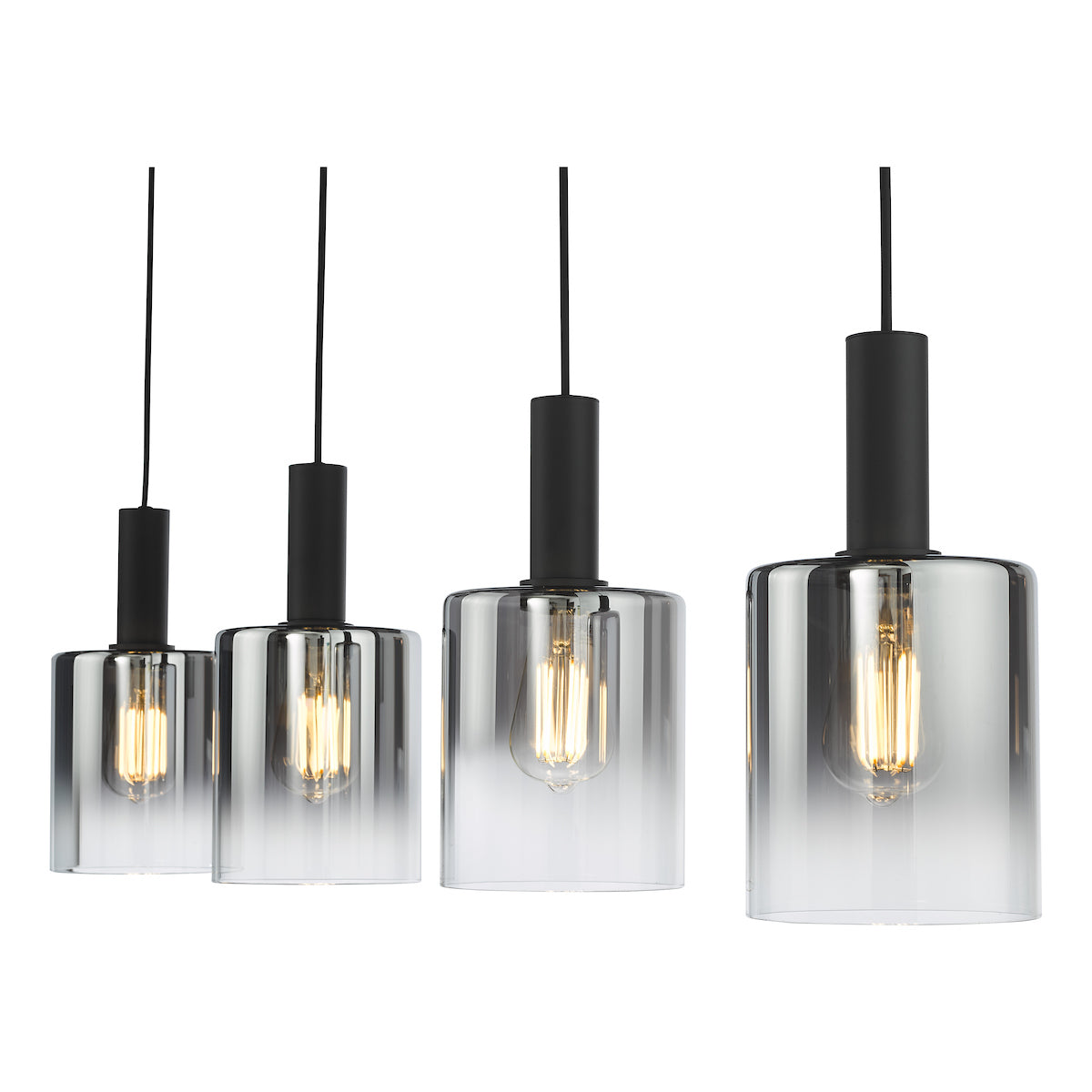 Dar Savannah 4 Light Bar Pendant Matt Black and Smoked Glass –  from Amos Lighting + Home