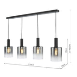 Dar Savannah 4 Light Bar Pendant Matt Black and Smoked Glass –  from Amos Lighting + Home