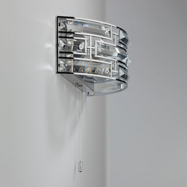 Dar Seville Wall Light Crystal & Polished Chrome –  from Amos Lighting + Home