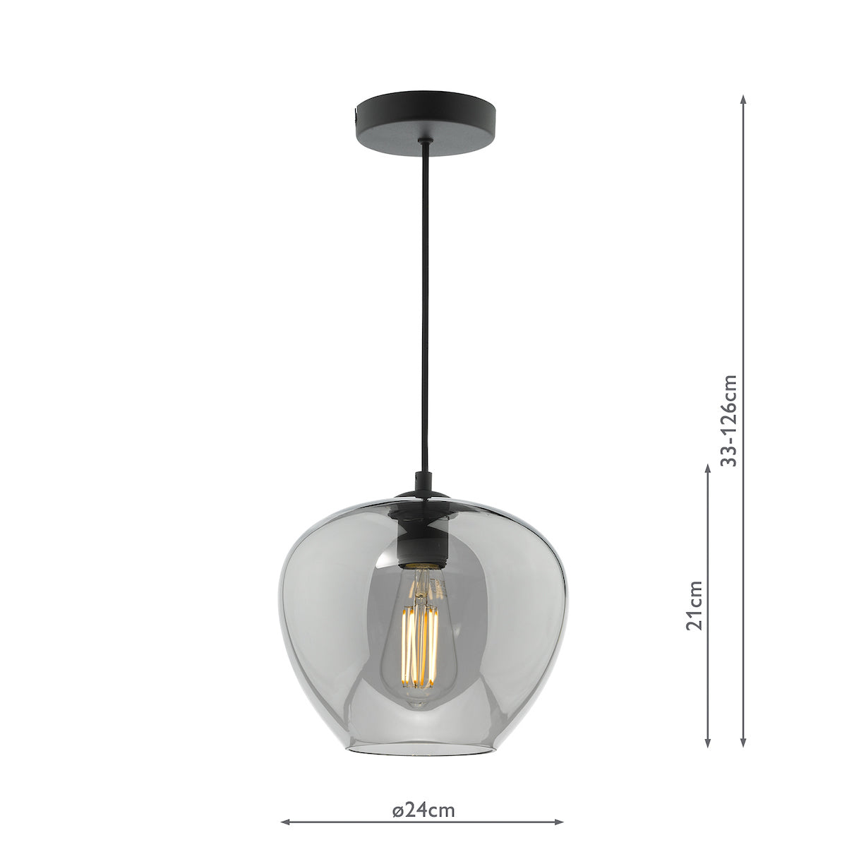 Dar Shilah Pendant Matt Black and Smoked Glass –  from Amos Lighting + Home