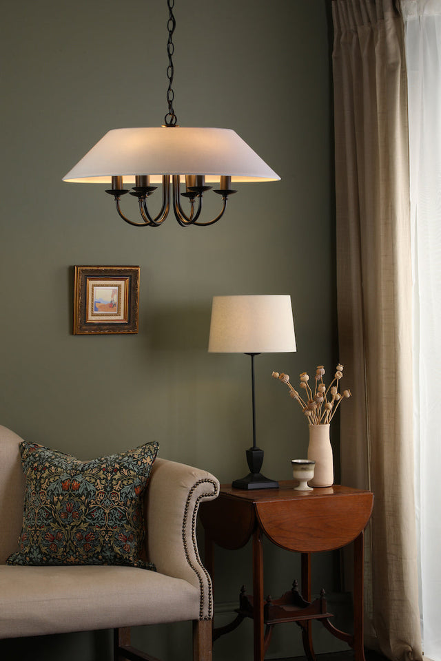 Dar Sivan 6 Light Pendant Matt Black With Shade –  from Amos Lighting + Home