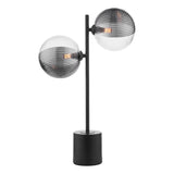 Dar Spiral 2 Light Table Lamp Matt Black & Smoked/Clear Ribbed Glass –  from Amos Lighting + Home