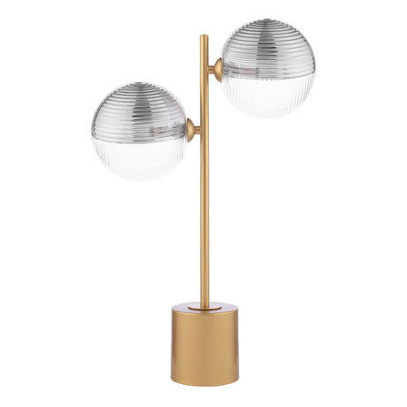 Dar Spiral 2 Light Table Lamp Matt Gold & Smoked/Clear Ribbed Glass –  from Amos Lighting + Home