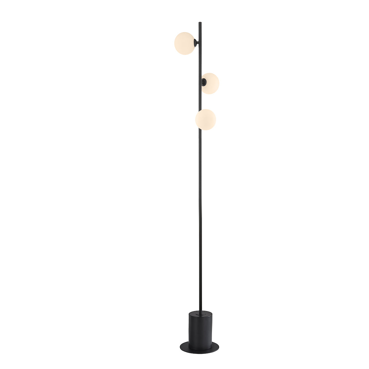 Dar Spiral 3 Light Floor Lamp Matt Black & Opal Glass –  from Amos Lighting + Home