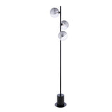 Dar Spiral 3 Light Floor Lamp Matt Black & Smoked/Clear Ribbed Glass –  from Amos Lighting + Home