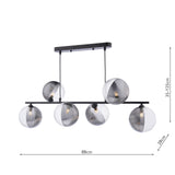 Dar Spiral 6 Light Bar Pendant Matt Black & Smoked/Clear Ribbed Glass –  from Amos Lighting + Home