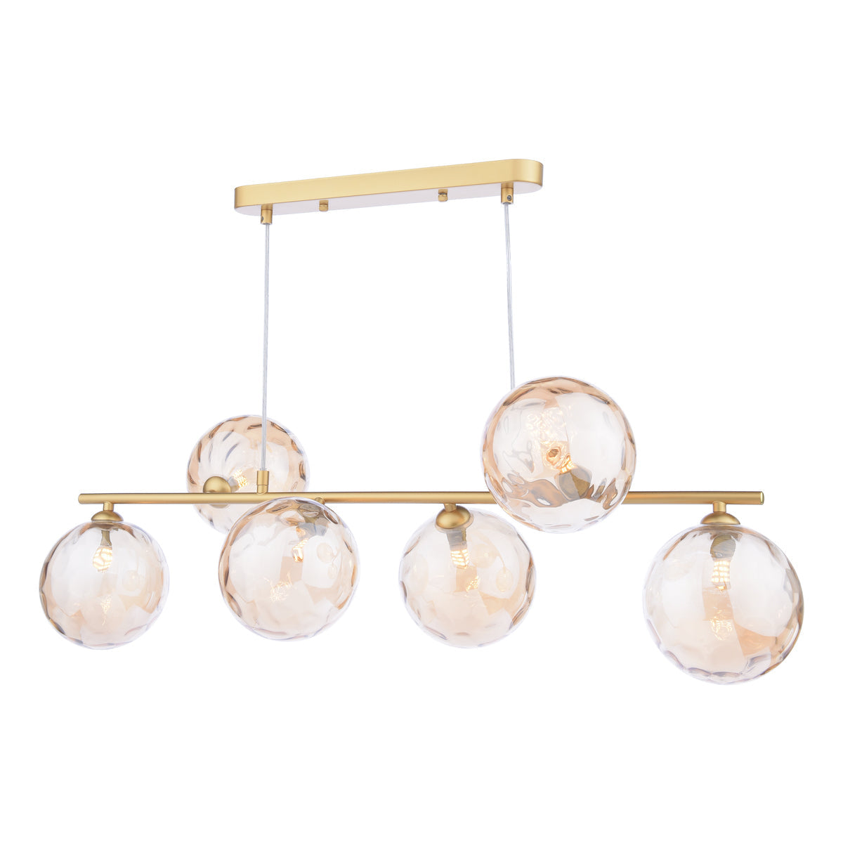 Dar Spiral 6 Light Bar Pendant Matt Gold & Champagne Dimpled Glass –  from Amos Lighting + Home