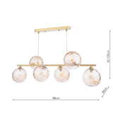 Dar Spiral 6 Light Bar Pendant Matt Gold & Champagne Dimpled Glass –  from Amos Lighting + Home