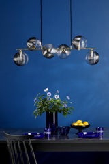 Dar Spiral 6 Light Bar Pendant Matt Gold & Smoked/Clear Ribbed Glass –  from Amos Lighting + Home