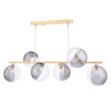 Dar Spiral 6 Light Bar Pendant Matt Gold & Smoked/Clear Ribbed Glass –  from Amos Lighting + Home