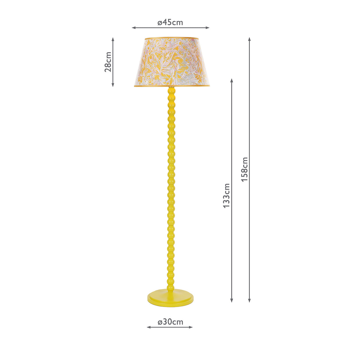 Dar Spool Floor Lamp Gloss Yellow Base from Amos Lighting + Home