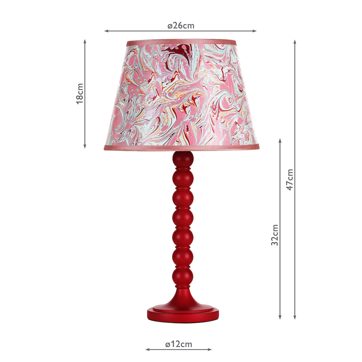 Dar Spool Table Lamp Gloss Red Base from Amos Lighting + Home