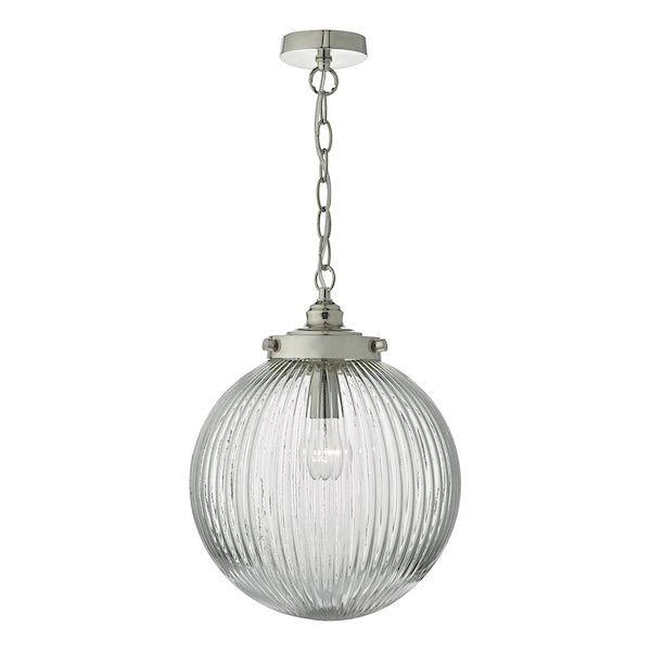 Dar Tamara Pendant Satin Nickel & Ribbed Glass –  from Amos Lighting + Home