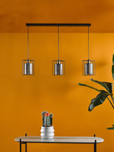 Dar Tatum 3 Light Bar Pendant Matt Black and Smoked Glass –  from Amos Lighting + Home