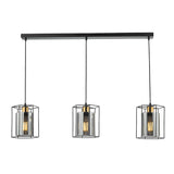 Dar Tatum 3 Light Bar Pendant Matt Black and Smoked Glass –  from Amos Lighting + Home