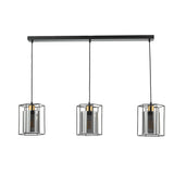 Dar Tatum 3 Light Bar Pendant Matt Black and Smoked Glass –  from Amos Lighting + Home