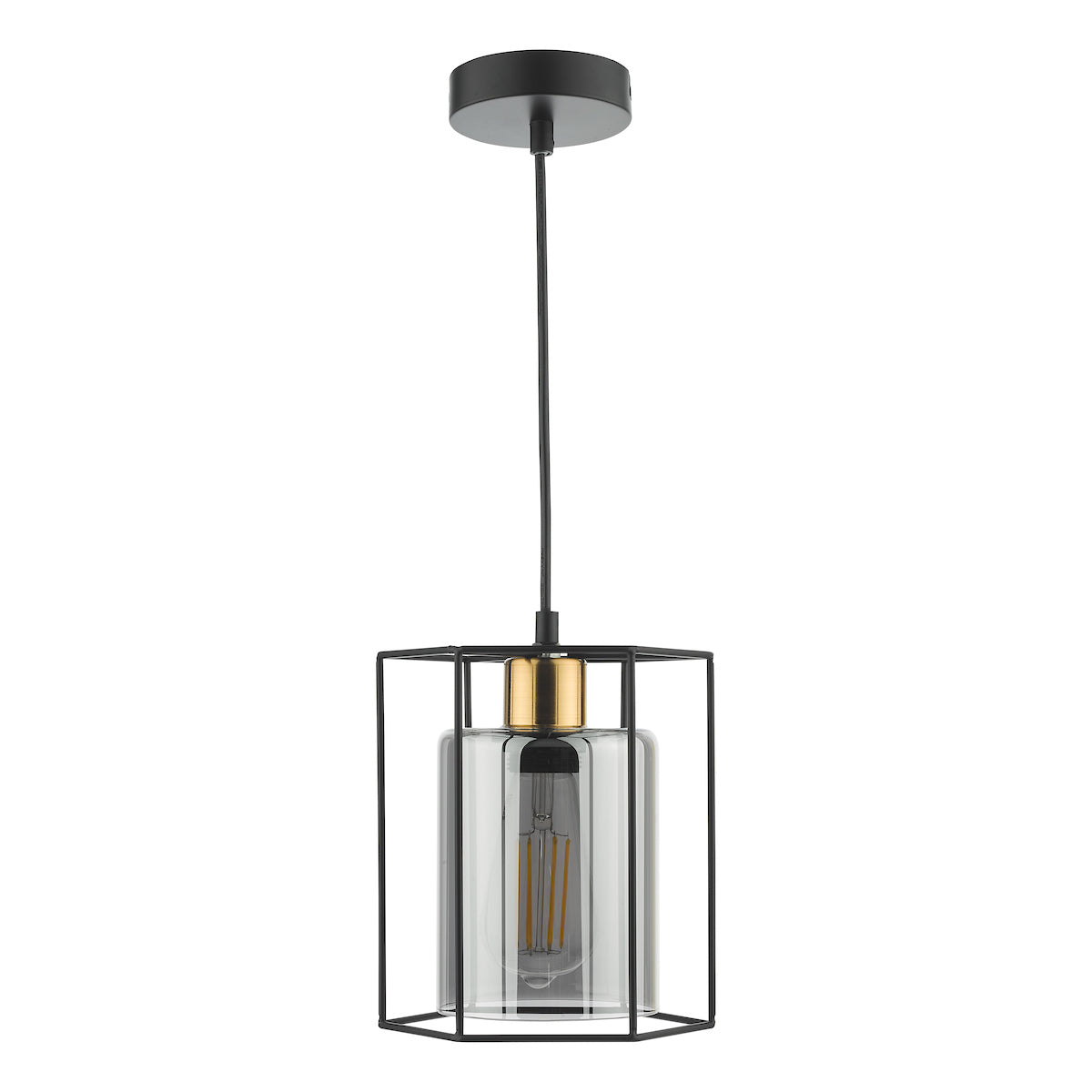 Dar Tatum Pendant Matt Black and Smoked Glass –  from Amos Lighting + Home