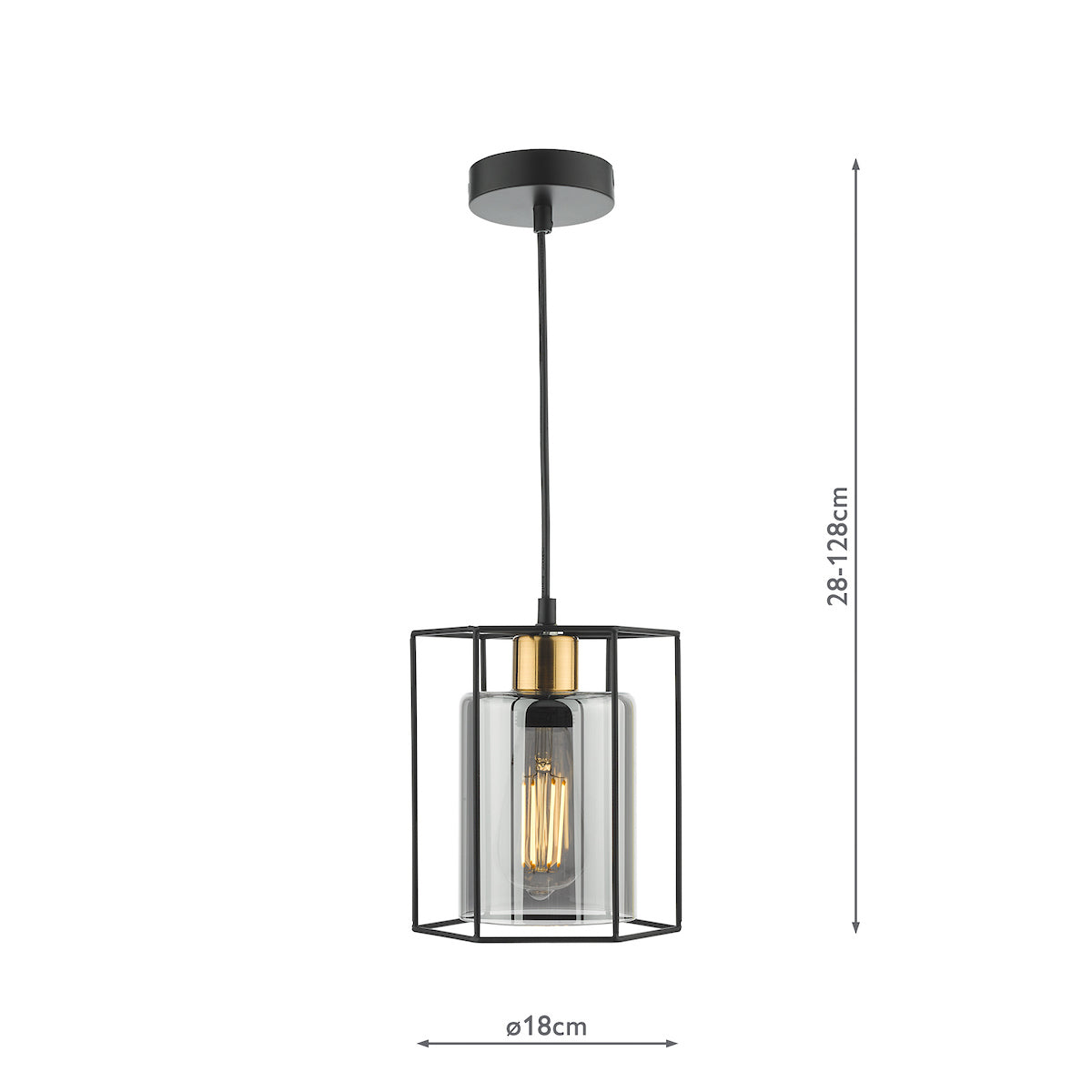 Dar Tatum Pendant Matt Black and Smoked Glass –  from Amos Lighting + Home