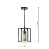 Dar Tatum Pendant Matt Black and Smoked Glass –  from Amos Lighting + Home