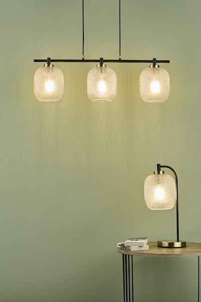 Dar Tehya 3 Light Bar Pendant Satin Brass & Black –  from Amos Lighting + Home