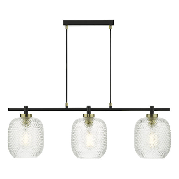 Dar Tehya 3 Light Bar Pendant Satin Brass & Black –  from Amos Lighting + Home