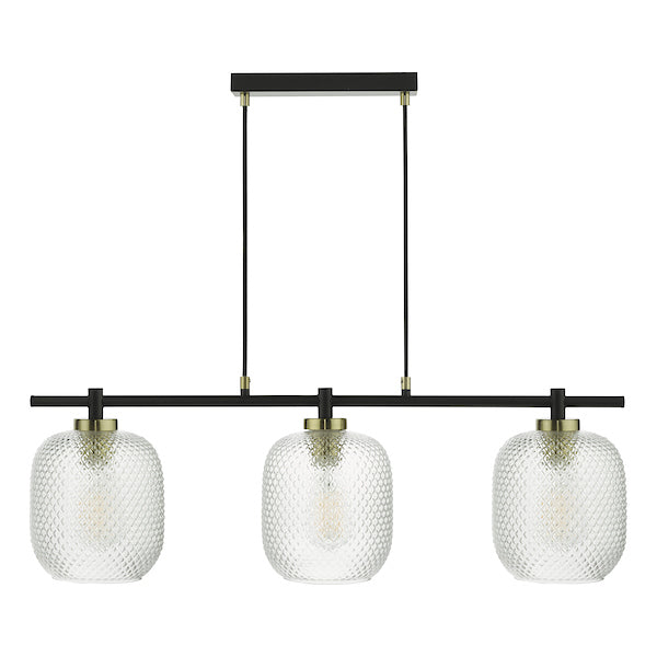 Dar Tehya 3 Light Bar Pendant Satin Brass & Black –  from Amos Lighting + Home