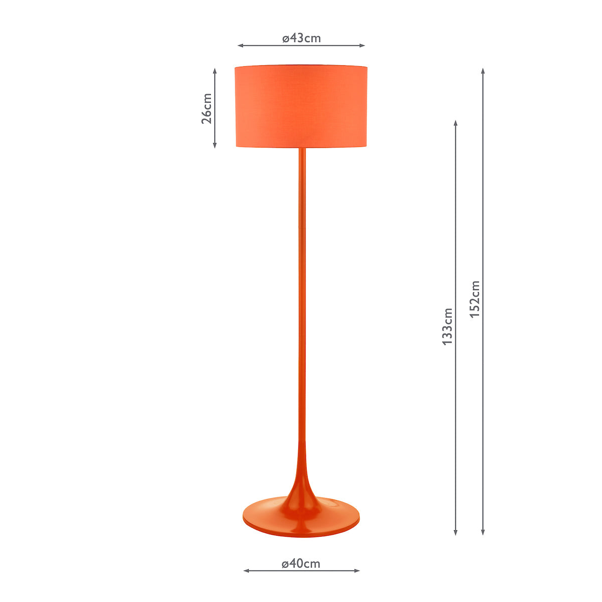 Dar Toledo Floor Lamp Satin Orange With Shade –  from Amos Lighting + Home