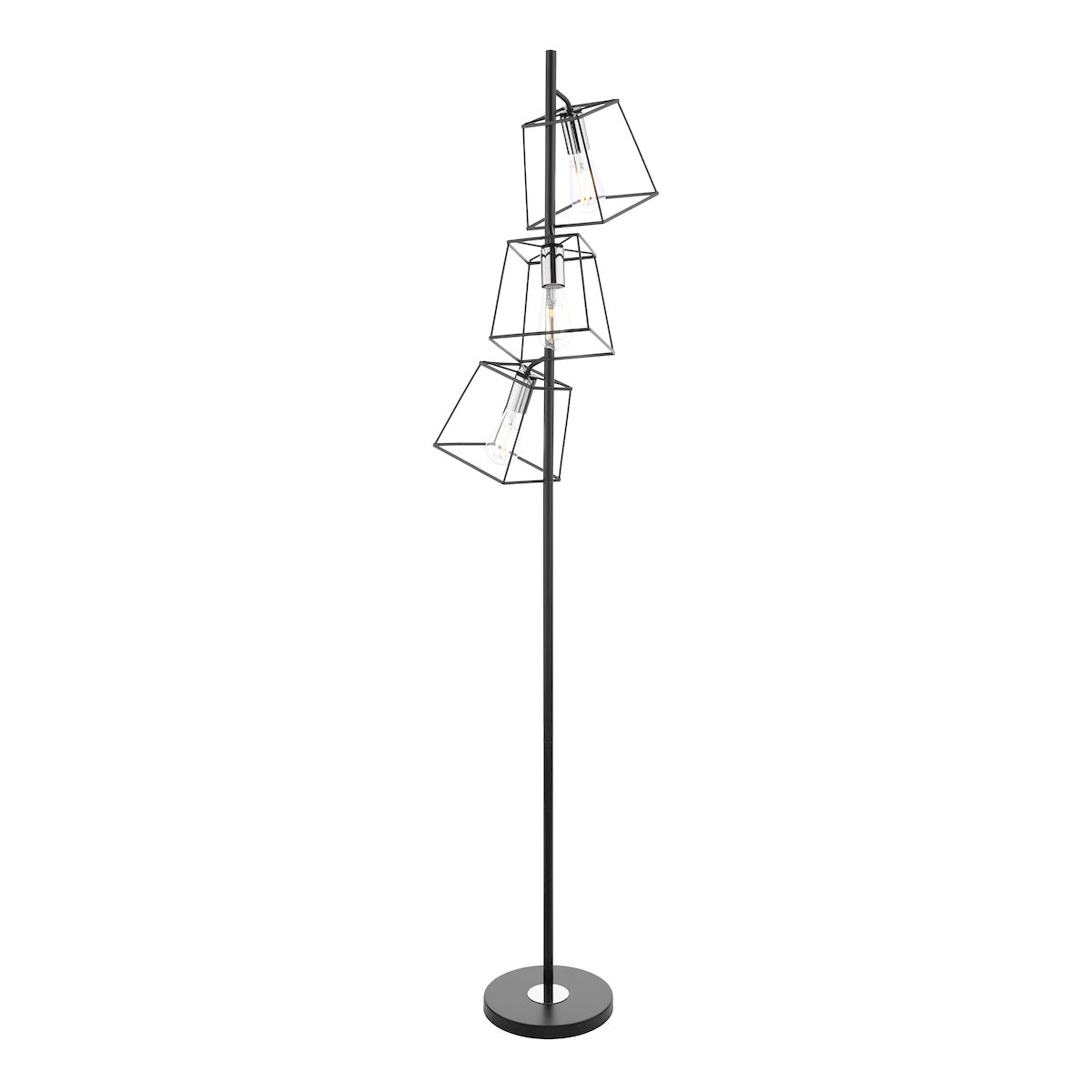 Dar Tower 3 Light Floor Lamp Matt Black and Polished Chrome –  from Amos Lighting + Home