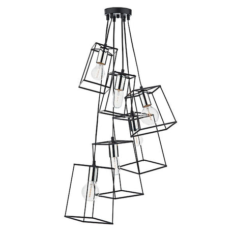 Dar Tower 6 Light Cluster Pendant Black and Polished Chrome –  from Amos Lighting + Home